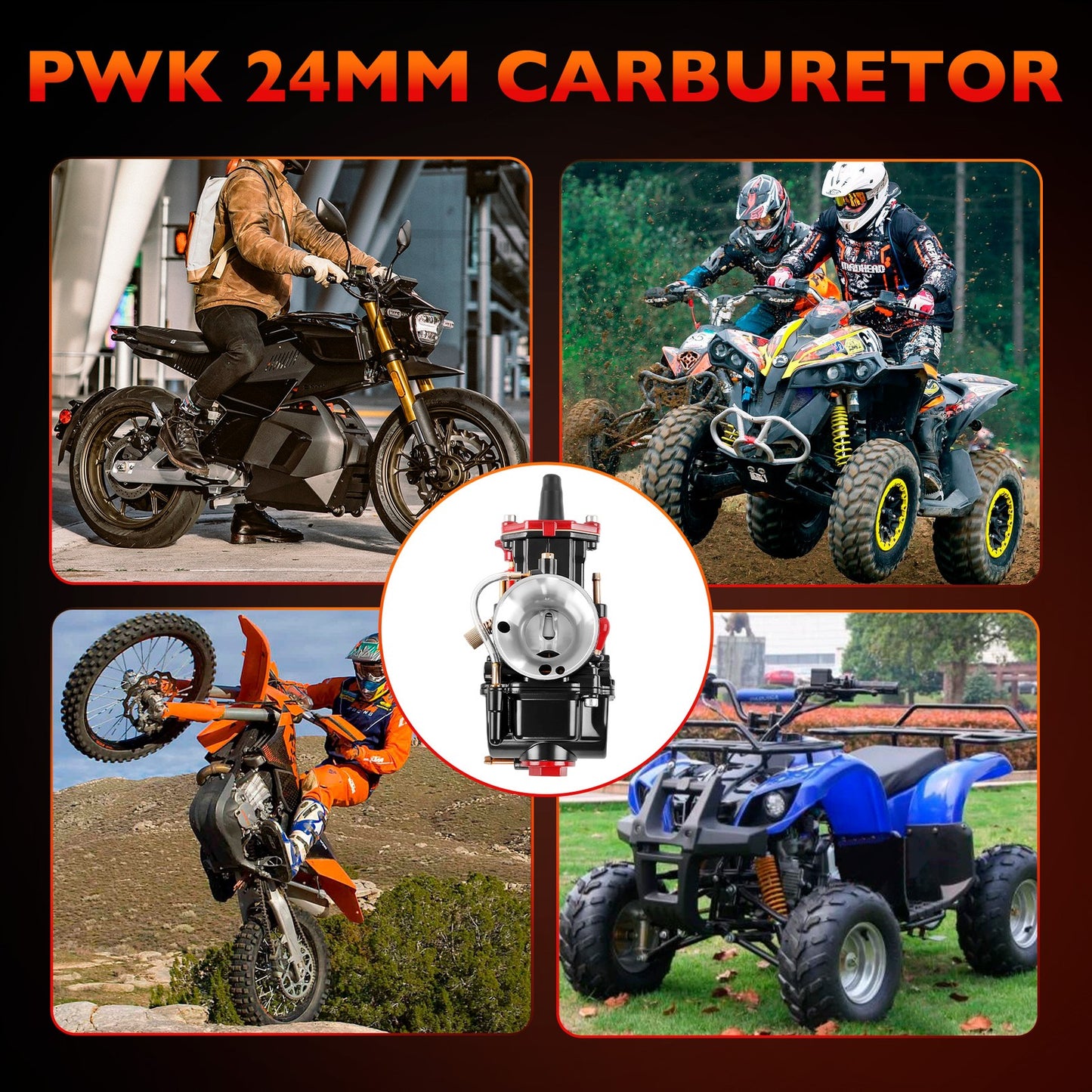 PWK 24mm Racing Carburetor Kit For Dirt Bike ATV Scooter Pit Bike 50cc 70cc 80cc