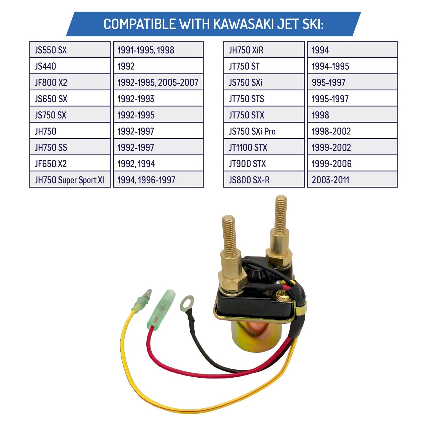 Starter Relay Solenoid for Kawasaki Jet Ski, 1991-2011 - 27010-3724, 27010-3760