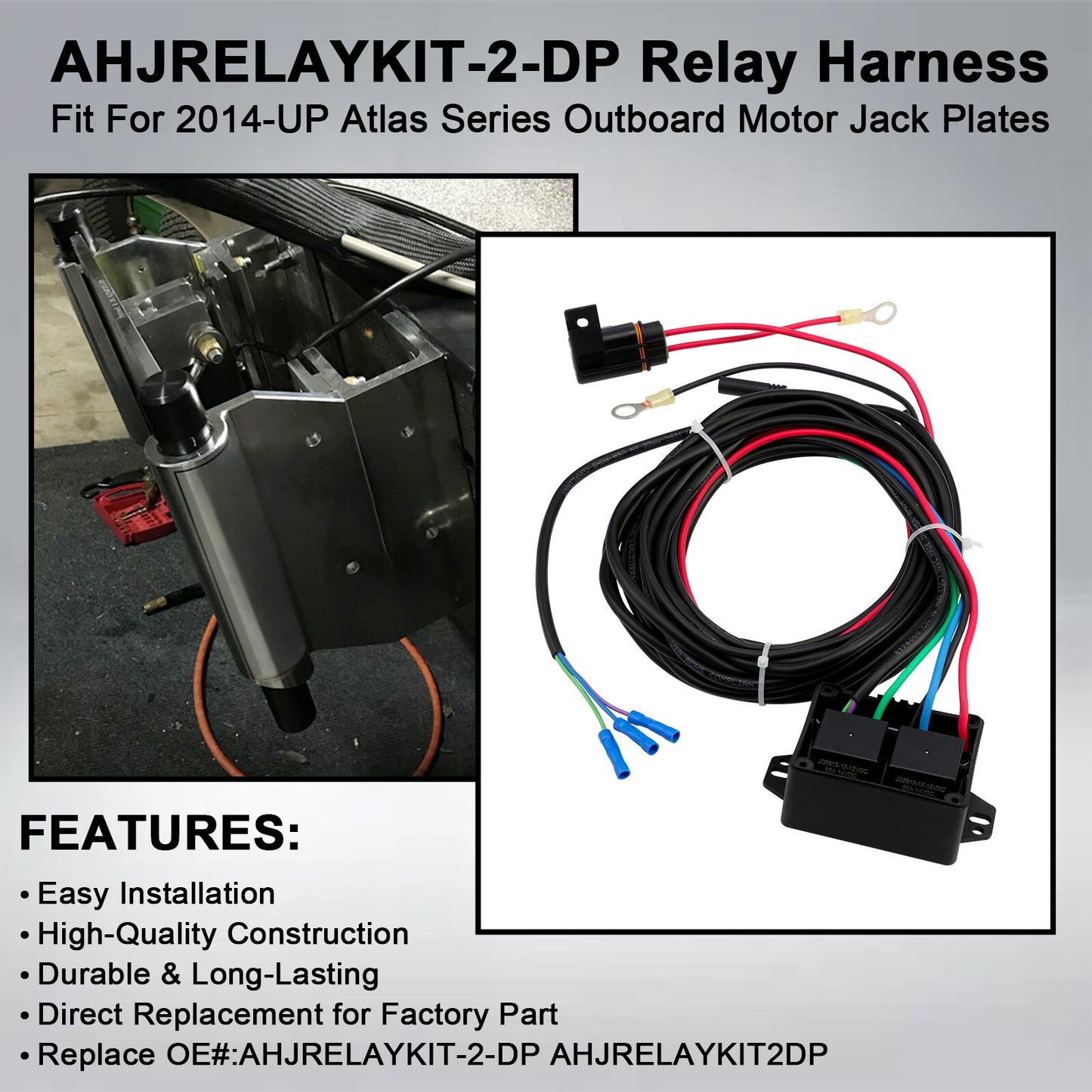 AHJRELAYKIT-2-DP Hydraulic Jack Plate Relay Wiring Harness Kit For Atlas Series