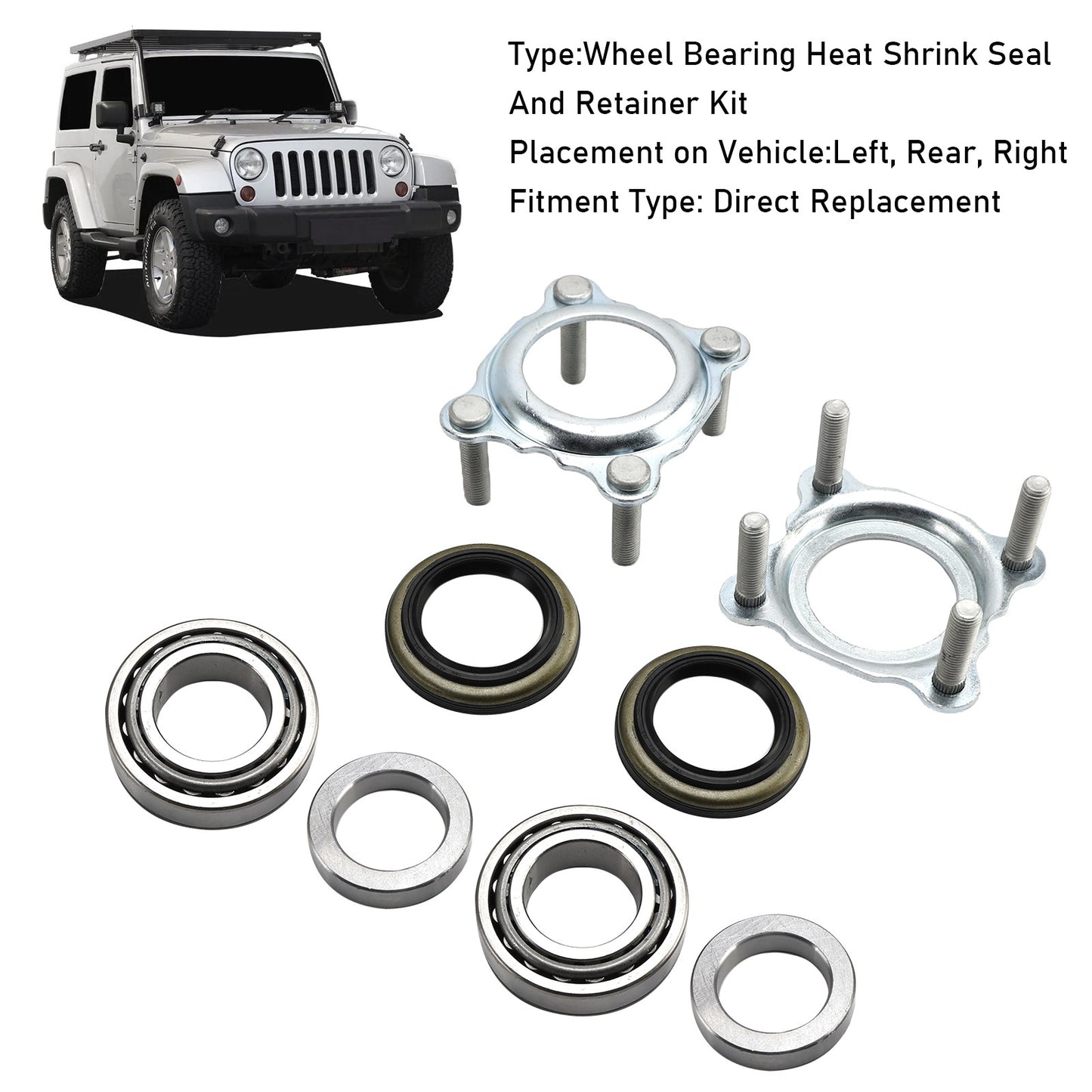 Both Side Rear Axle Bearing Seal Kit 68003270AA For Jeep JK Wrangler 2007-2017