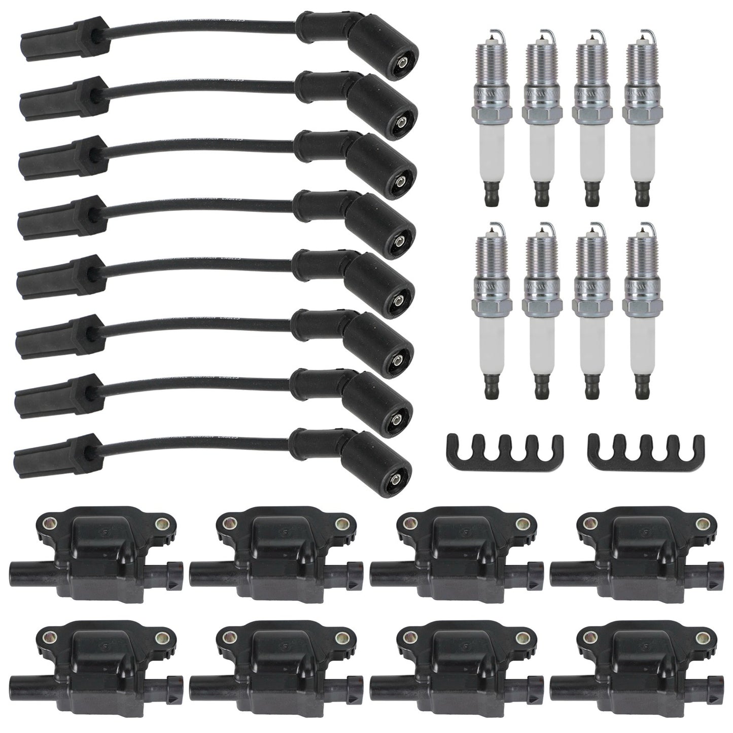 8PCS Square Ignition Coil+Spark Plug+Wires 12611424 For Silverado 1500 Tahoe GMC
