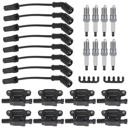 8PCS Square Ignition Coil+Spark Plug+Wires 12611424 For Silverado 1500 Tahoe GMC