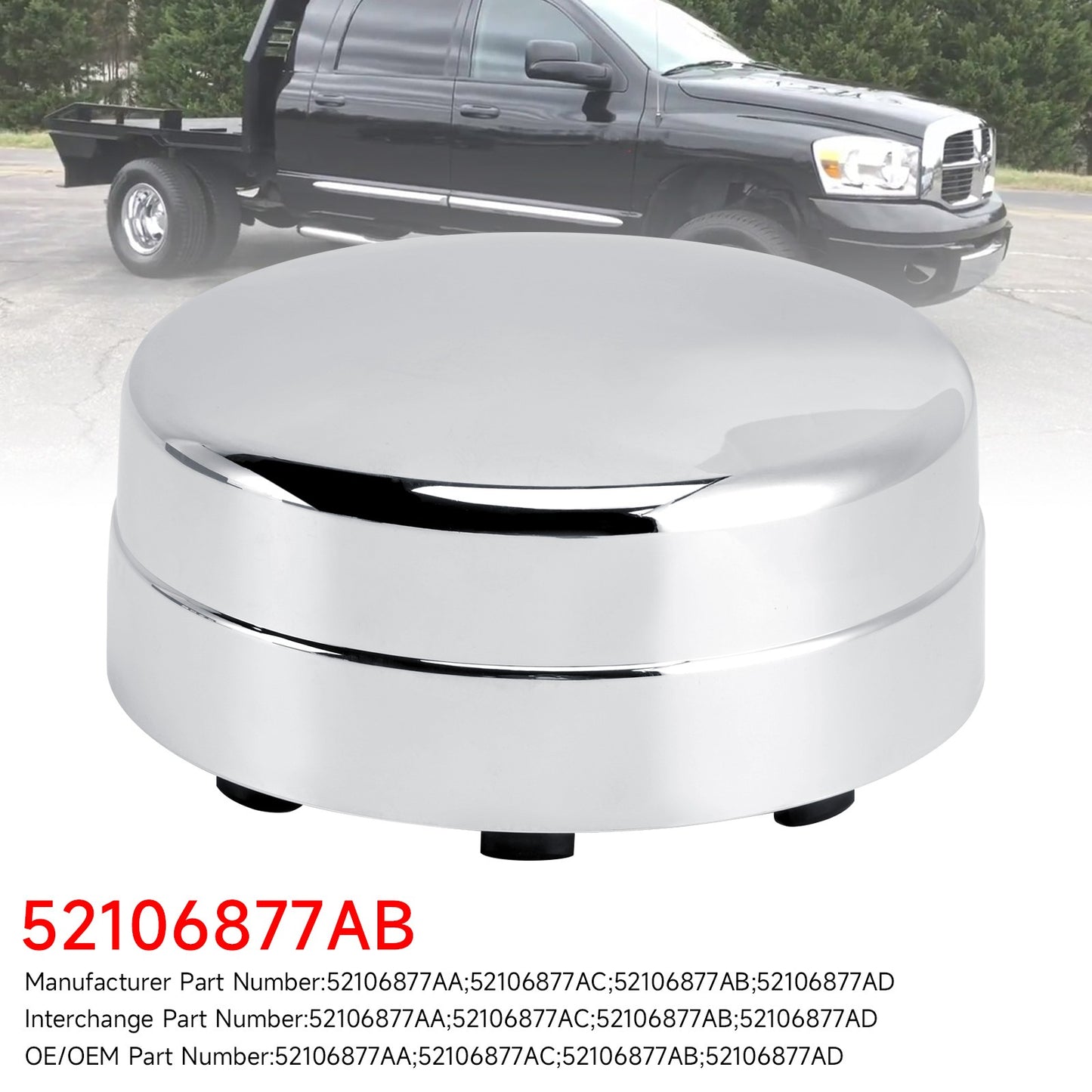 Rear Center Hub Cap For Dodge Ram 3500 Pickup Dually 03-18 52106877AB
