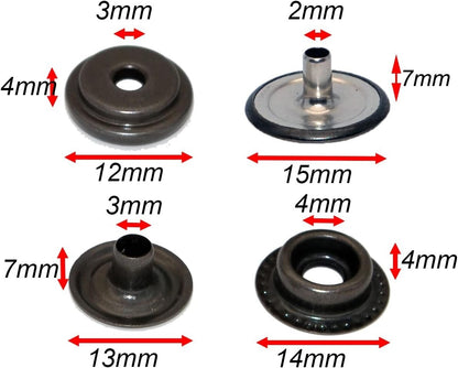 Heavy Duty Snap Fastener Button Kit 70 Set 15mm 5/8" Stainless Steel for Leather