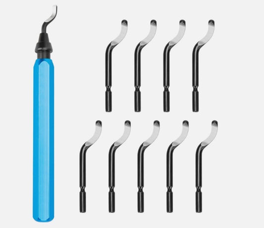 Solid Spare Deburring Tool Set Metal Handle Deburrer + 10PCS BS1010 HSS Burr Removal Blades
