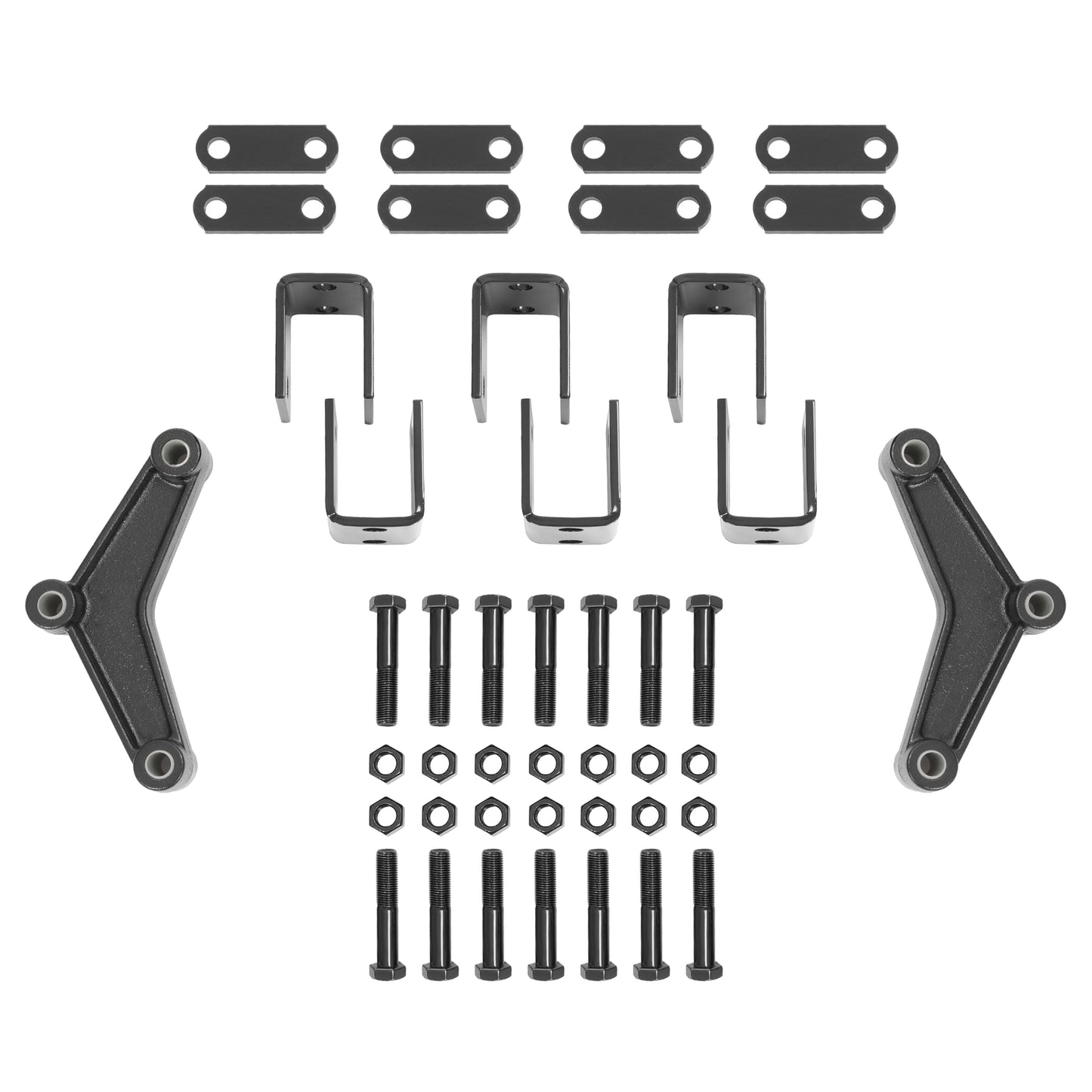 Solid Spare Trailer Axle Shackle Kit Powder Coated Equalizer+ Shackle Strap +Hanger Kit