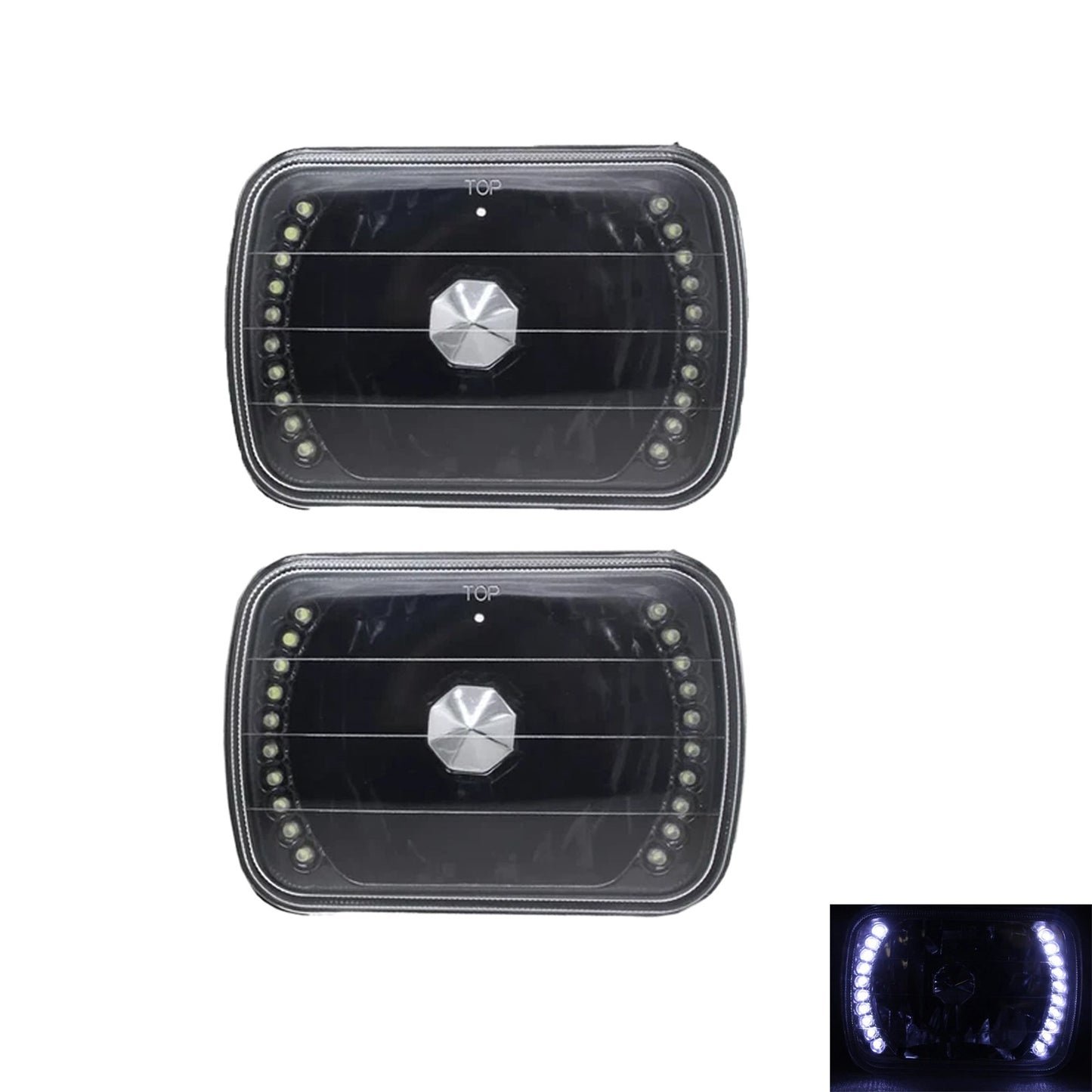 5x7" 7x6" Inch Fit Ford F150 F250 F350 1978-1986 Black Housing LED Headlights