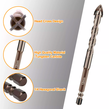 Tungsten Steel Drill Bit Set Triangle Four-blade 3mm-12mm for Tile Glass Marble