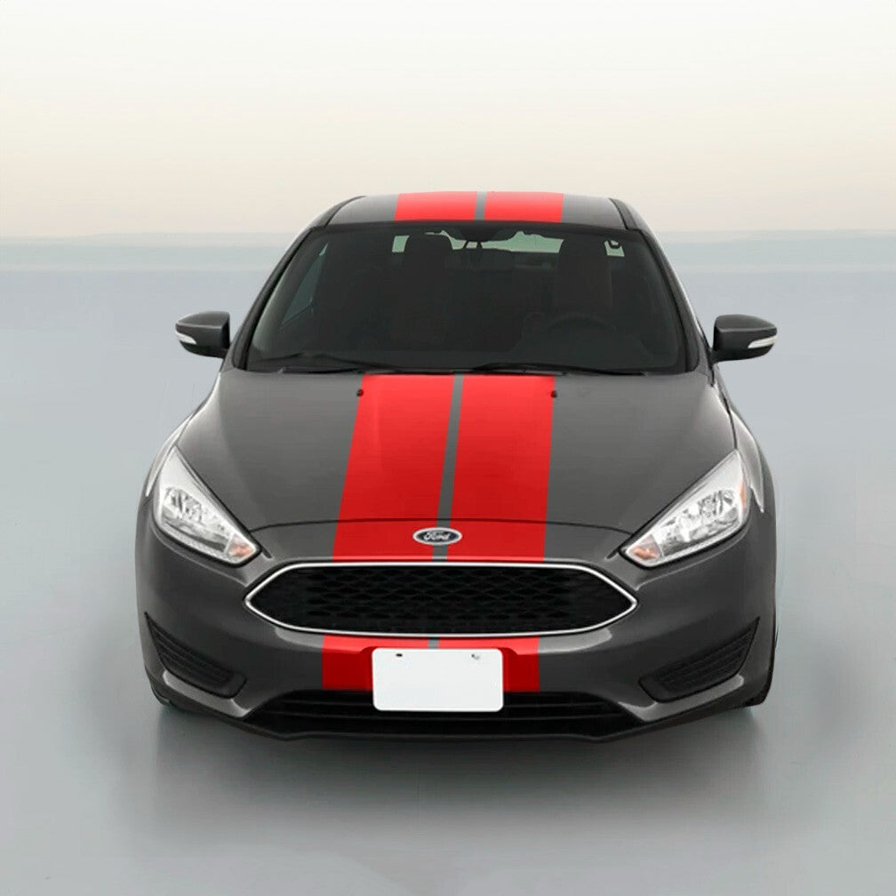 8" VINYL RALLY STRIPES RACING STRIPE KIT HOOD TRUNK ROOF BUMPERS For FORD FOCUS