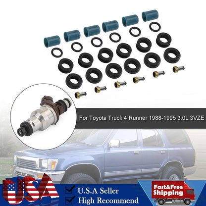 6PCS Fuel Injectors Repair Seal Rebuild Kit fit Toyota 3VZE 1988-1995 3.0L Truck