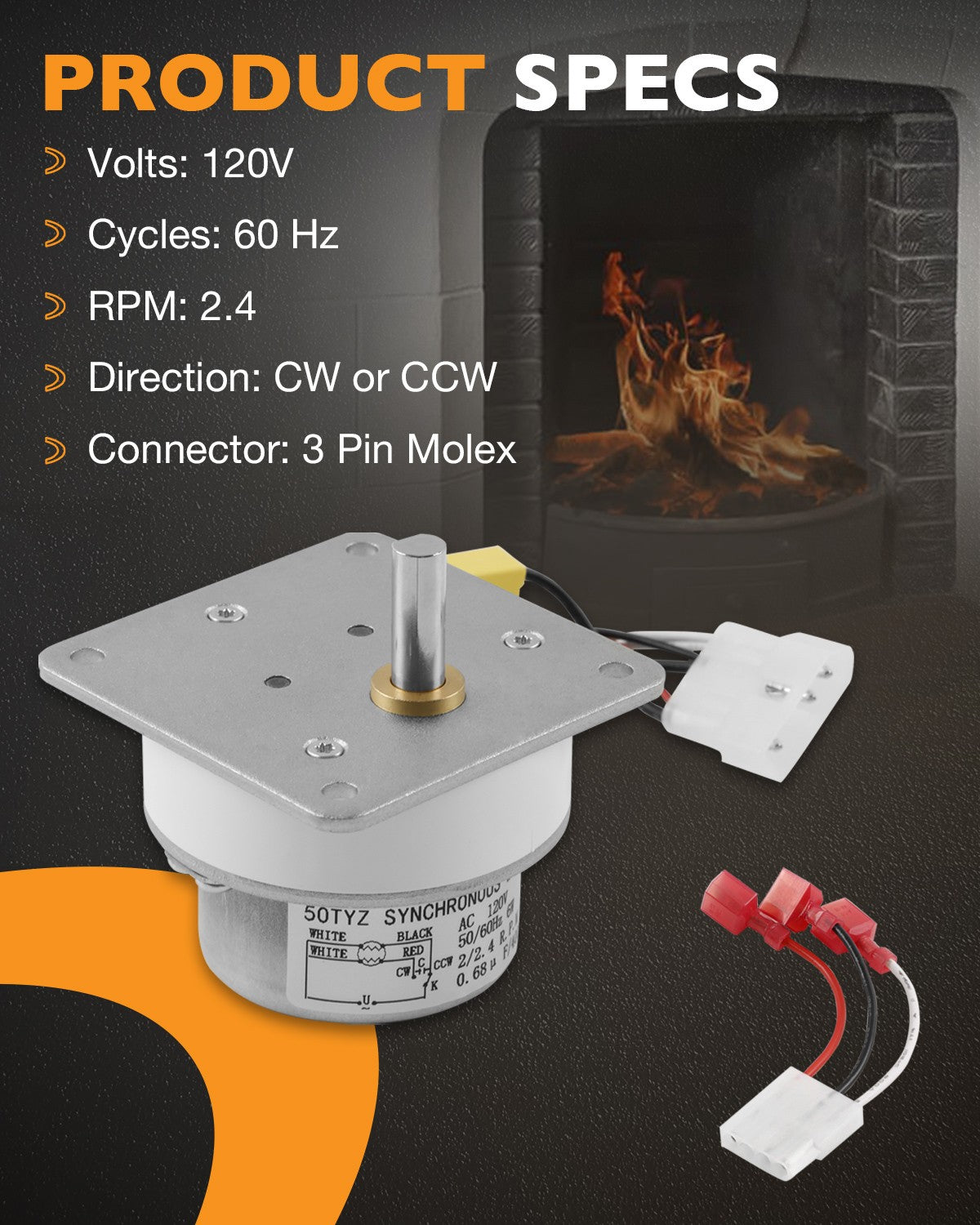 812-4421 2.4RPM Auger Pellet Stove Feed Motor Fit Quadra-Fire Castile Heatilator