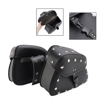Universal Saddlebag Side Storage Tail Bag Pu Luggage Black 22L For Motorcycle
