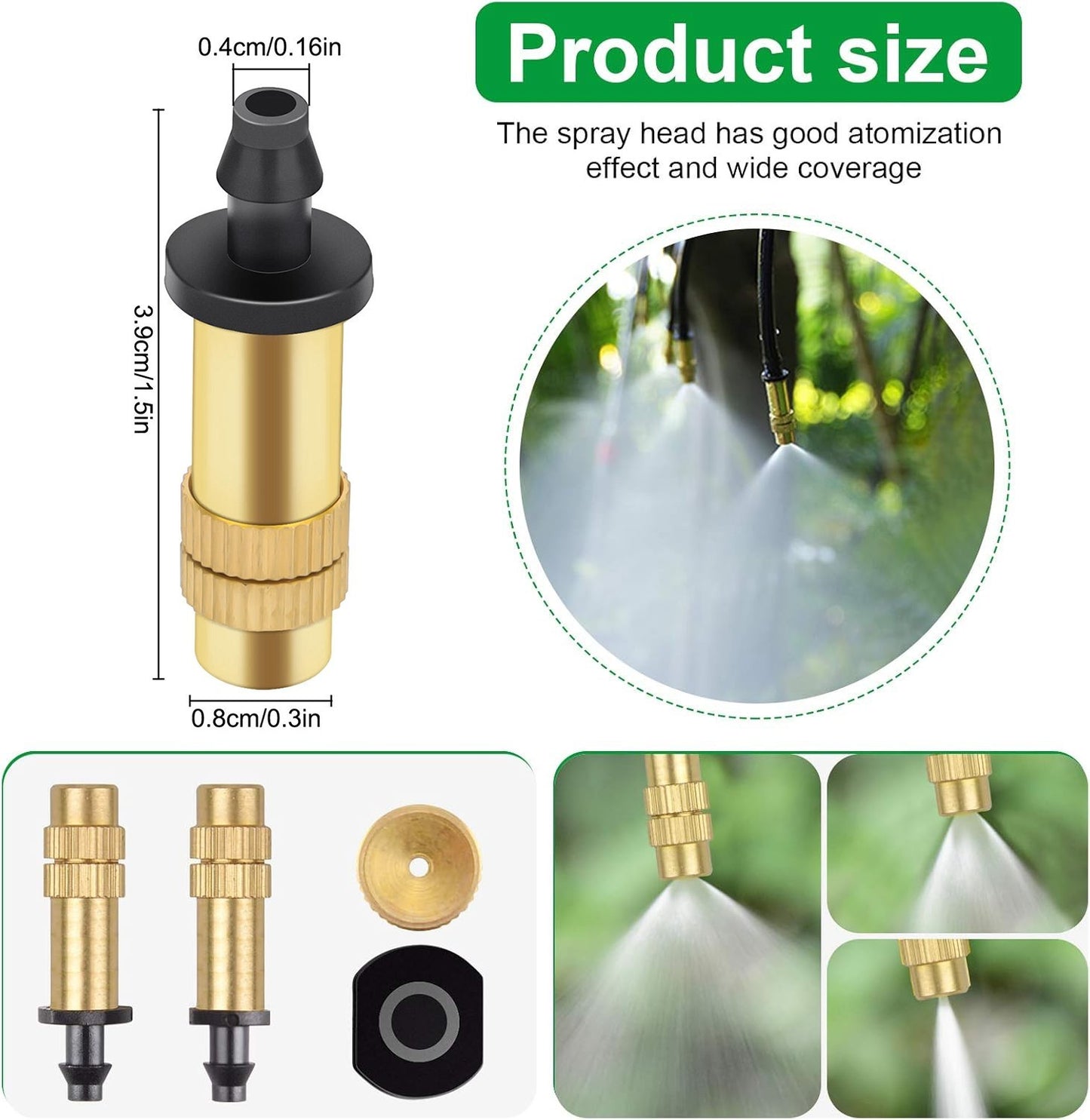 30Pcs Adjustable Misting Nozzle Gardening Watering Brass Spray Sprinkler Set US
