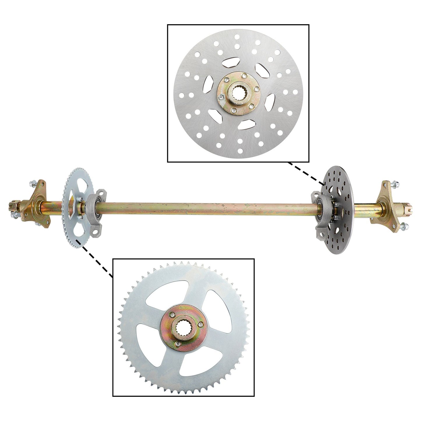 29" ATV Quad Go Kart Rear Live Axle Kit Sprocket Brake Wheel Hub Brake Assembly