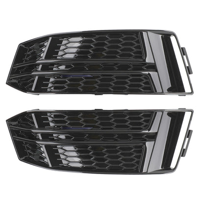 Black Front Fog Light Cover Fit For AUDI A4 B9 S-LINE 2016-2018 Bumper Grille