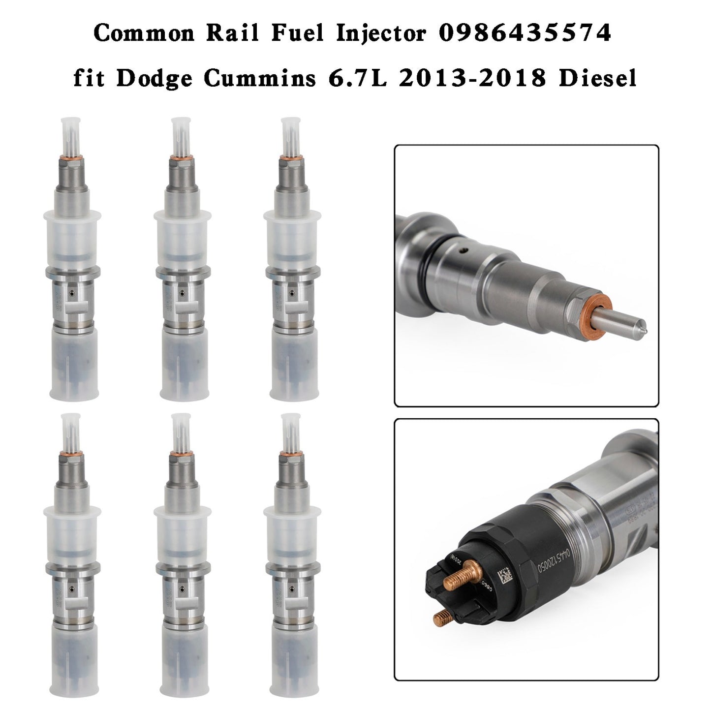 6PCS Common Rail Fuel Injector 0986435574 fit Dodge Cummins 6.7L 2013-2018