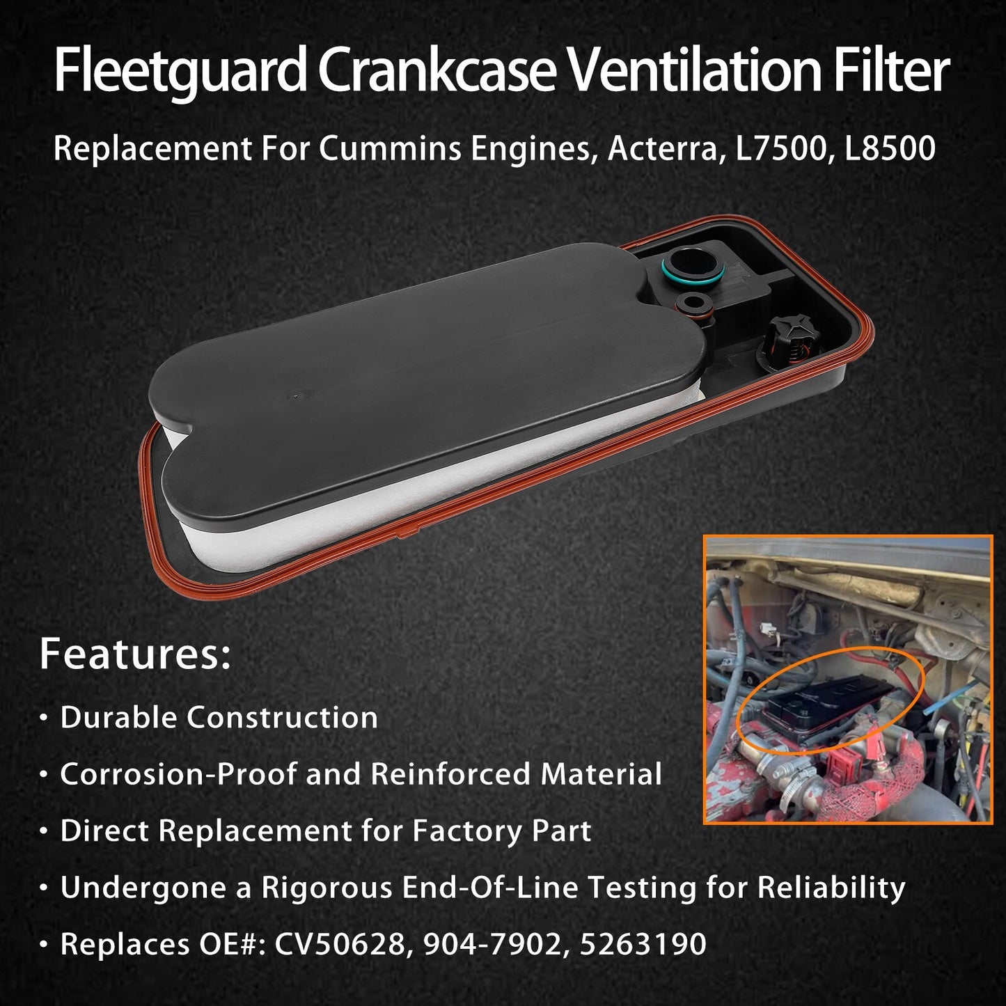 CV50628 Crankcase Ventilation Filter For Fleetguard Cummins Engines 08-10 L7500