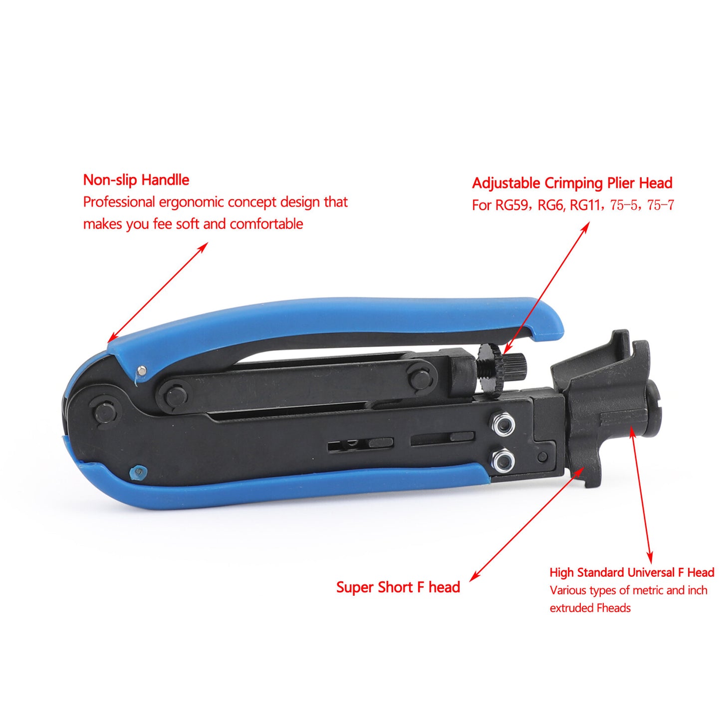 Cable Coax Coaxial Crimper Stripper + Compression Tool F RG59 RG6 RG11 Connector