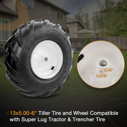 2x 13x5.00-6" Tiller Tire ＆ Wheel 3-1/8" Centered Hub For Craftsman Troy-Bilt