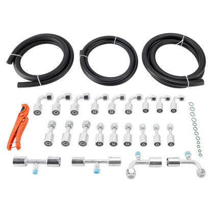 26PCS 9.5ft Air Conditioning Hose and Fitting Kit Includes 9.5ft #6#8#10 AC Hose