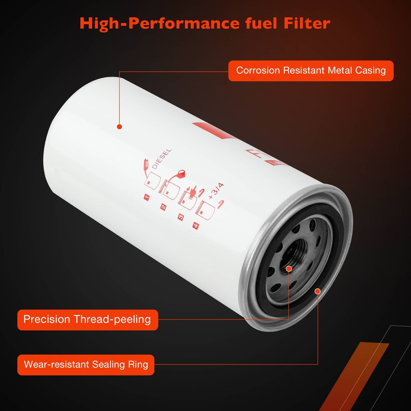 2X FF5324 Fuel Filters For Fleetguard Caterpillar CAT Freightliner C7 C9 Engine