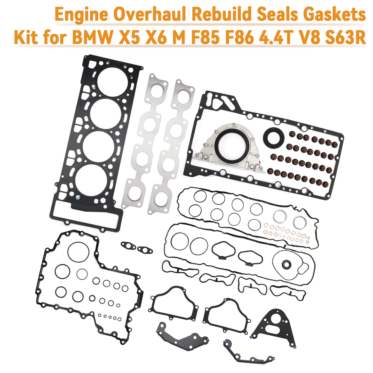 Engine Overhaul Rebuild Seals Gaskets Kit for BMW X5 X6 M F85 F86 4.4T V8 S63R