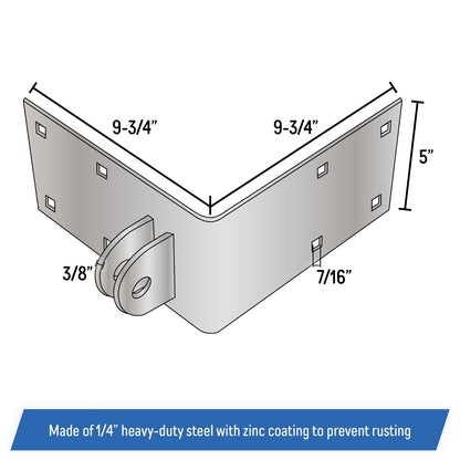 Floating Dock Outside Corner Hinge Plate, Female - Heavy-Duty Galvanized Steel