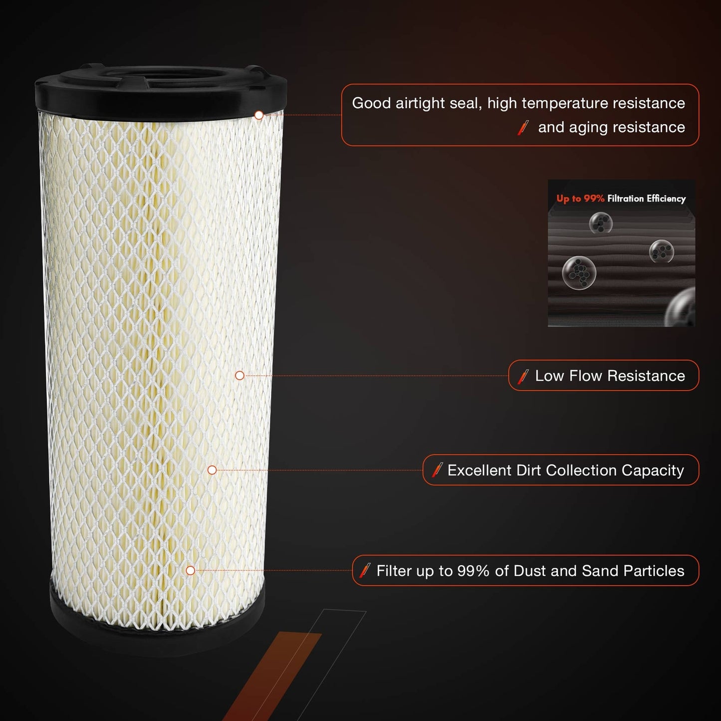 Air Filter 3607884M92 for Massey Ferguson 1233 1526 1528 1529 1531 1532 1533