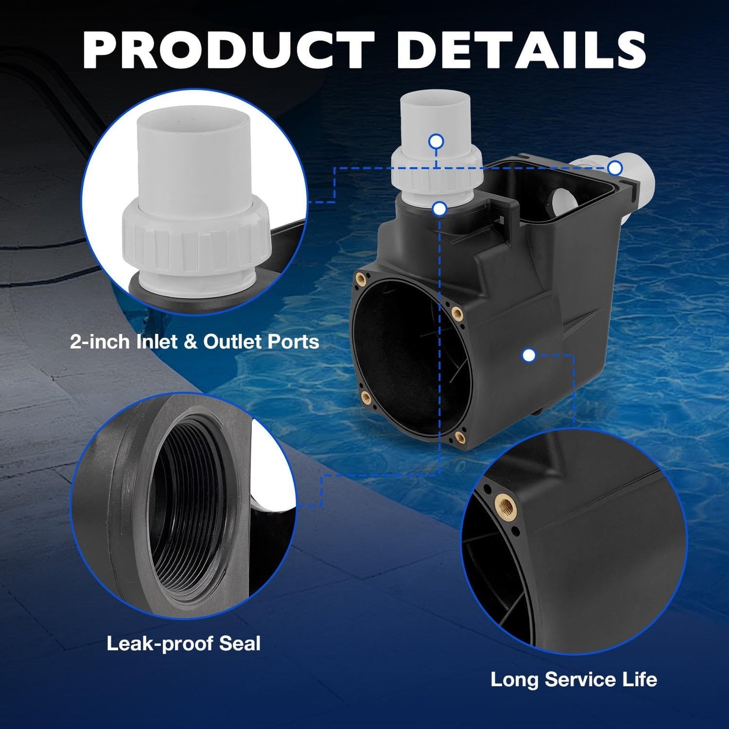 SPX1620AA 2"x2" Pool Pump Strainer Housing For Hayward SP1600X & SP2600X Series