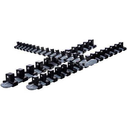 3PC Socket Organizer Mountable Sliding Holder Rail Rack Tool Storage 1/4 3/8 1/2