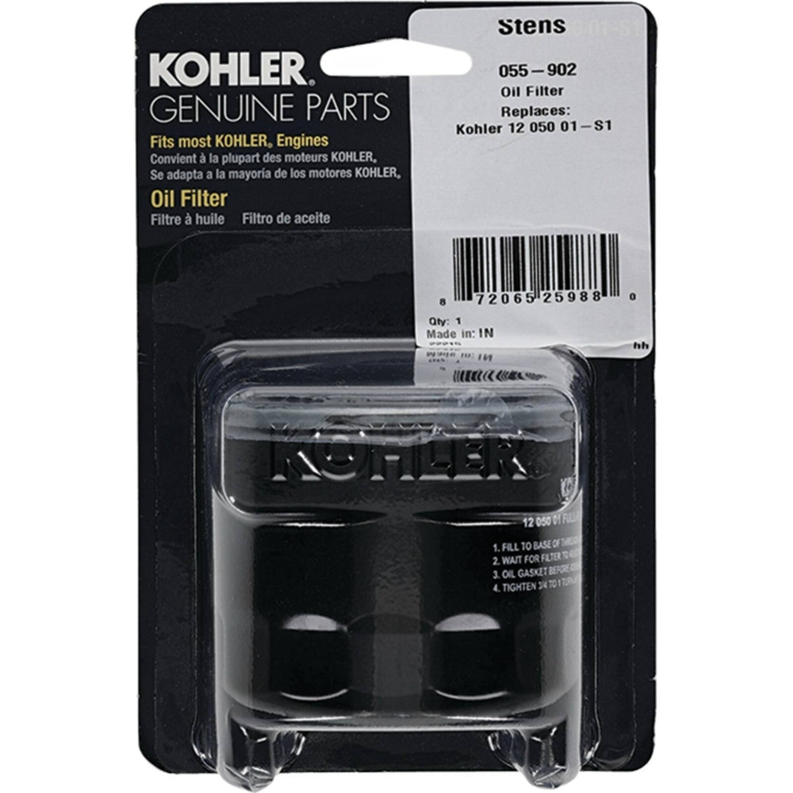 Solid Spare Kohler Oil Filter Full Flow Genuine Part # 12 050 01-S1