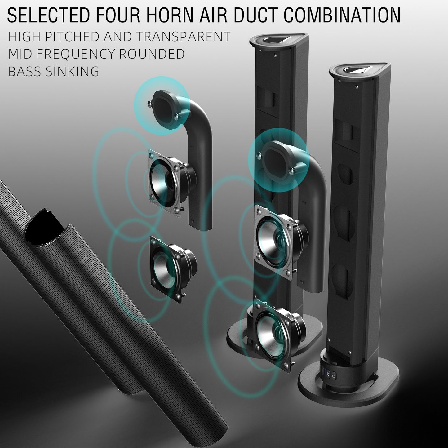 Detachable Surround Sound Bar Wireless Subwoofer 2 Speaker System Home Theater`