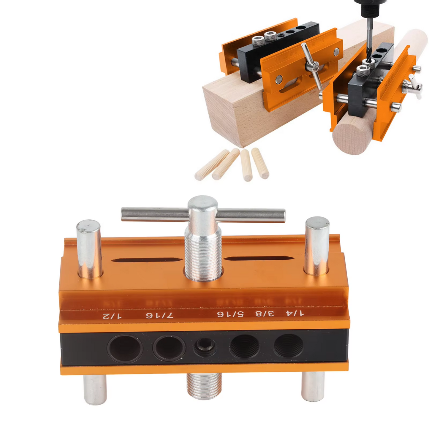 Self Centering Doweling Jig Kit Drill Jig for Straight Holes With 6 Drill Guide