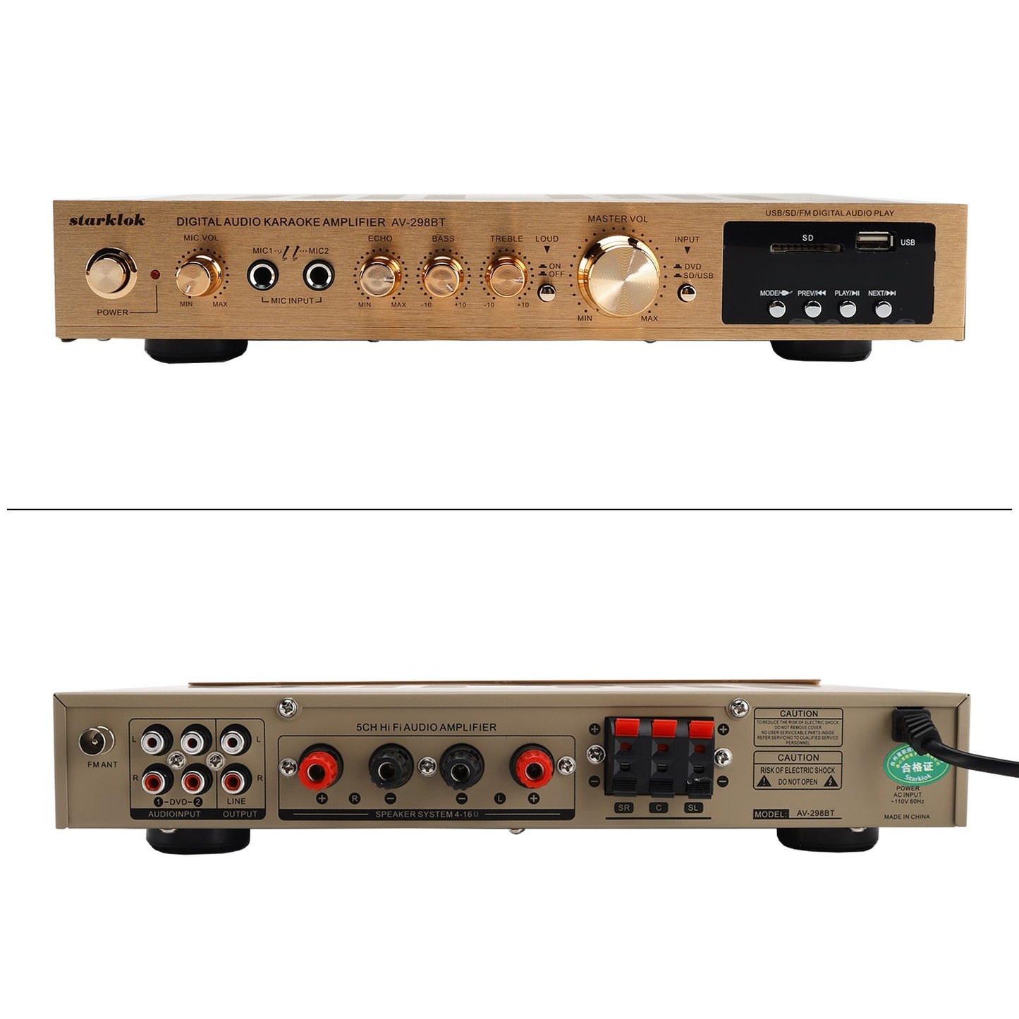 2000W 5CH Amplifiers Amplificador HiFi Stereo AV Surround Amplifier FM Theater