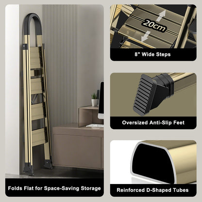 4 Step Ladder Portable Folding Step Stool with Anti-Slip Sturdy and Wide Pedal