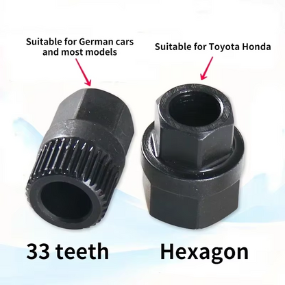 2PCS Pulley Removal Tool 33 Spline Hexagon Alternator Clutch Free Wheel For Car