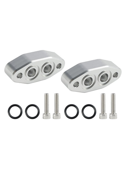 2 Pack Oil Cooler Adapter -6AN ORB Oring In/Out Port Plate LS1 LSX LS3 LS LS2