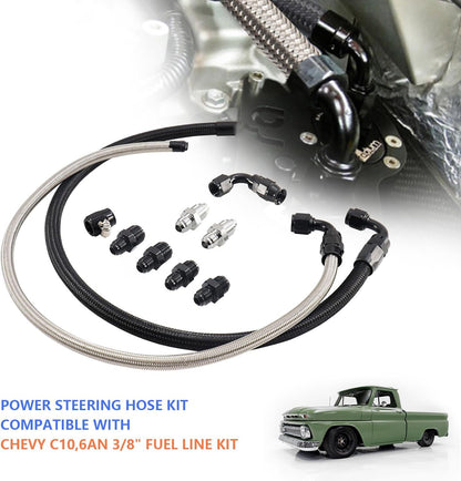 Universal 6AN Power Steering Pump Hose Kit For GM LS Swap Pressure Return Line