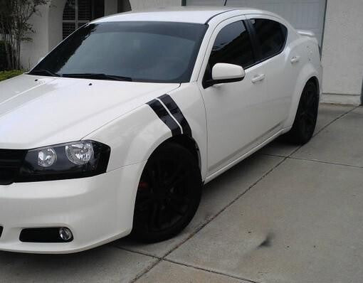 4" Dual Fender Stripe Hash Mark Stripe Decal Graphic Kit For Dodge Avenger