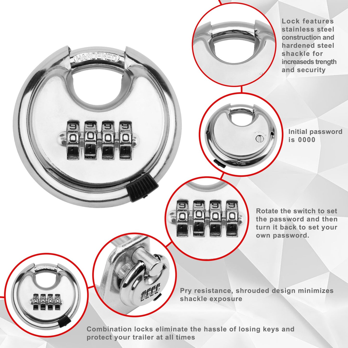 Gooseneck Trailer Lock Silver w/ key lock for RVs Livestock Haulers Trailers