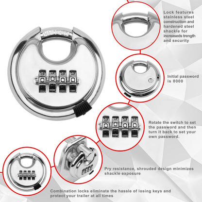 Gooseneck Trailer Lock Silver w/ key lock for RVs Livestock Haulers Trailers