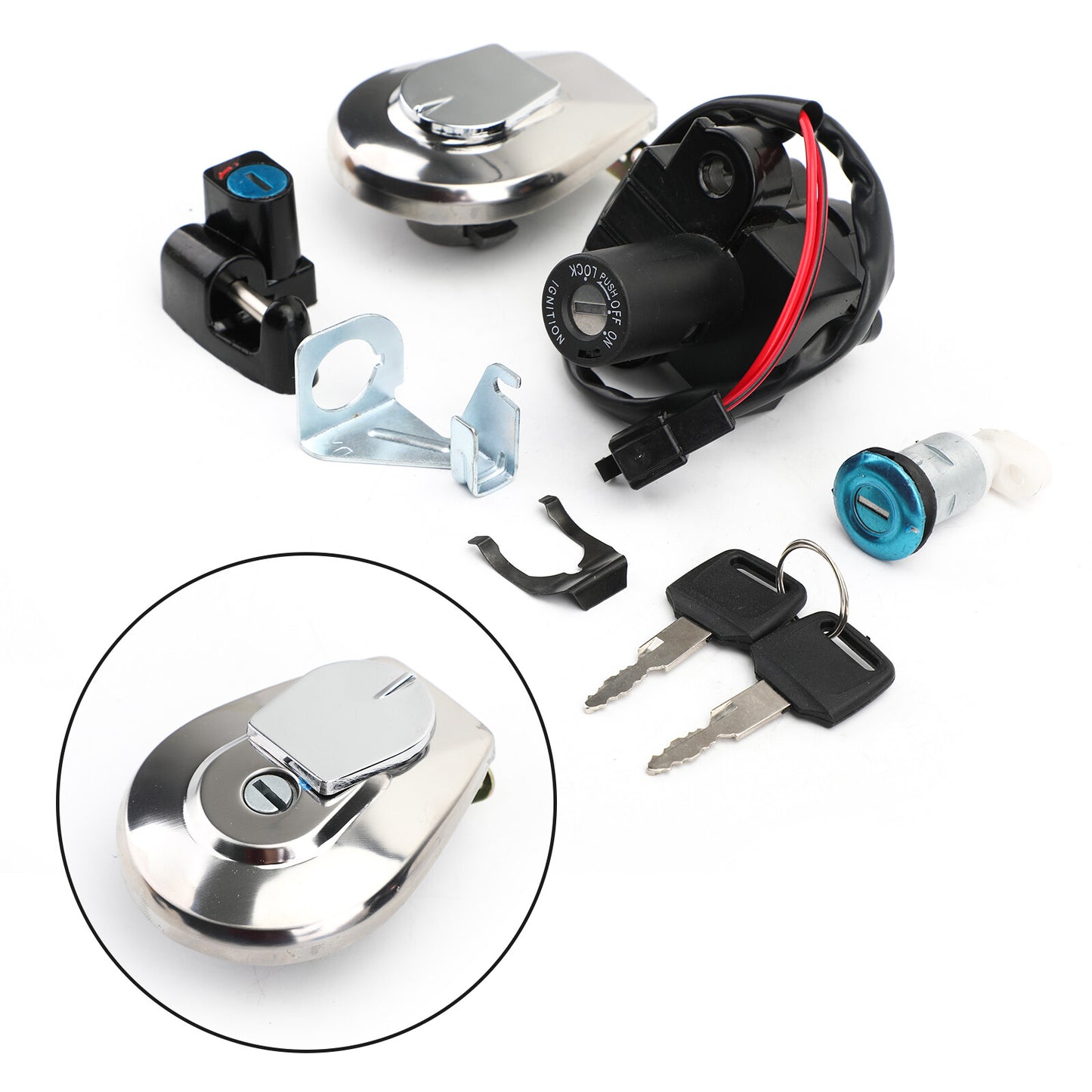 Ignition Switch Fuel Gas Cap Seat Lock Set Keys For 91-03 Honda CB750 Nighthawk