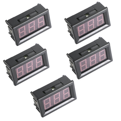 5Pcs Dc 5-120V Voltmeter Red Led Panel 3-Digital Display Volt Meter 2-Wire NEW