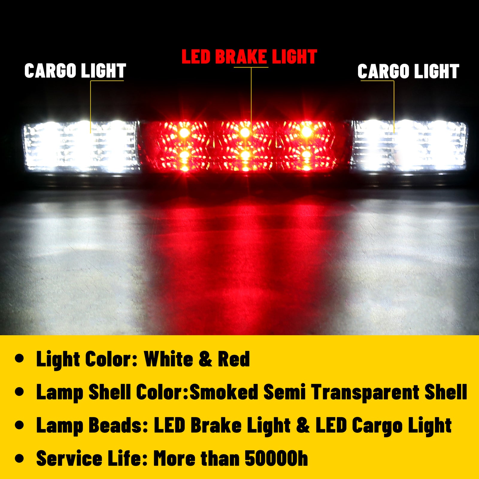 Solid Spare For Chevy Silverado GMC Sierra 1500 2500HD 3500HD 07-13 14 LED 3RD Brake Light