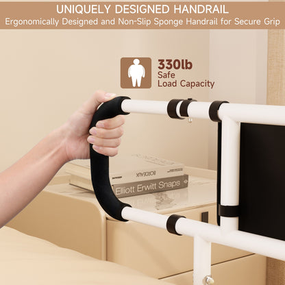 Foldable Bedside Handrail Mobility Aid Guard – No Drill Safety Support Rail