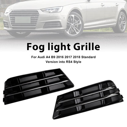 2PCS Front Fog Light Grille Lower Bumper Grill Fit AUDI A4 B9 2016-2018