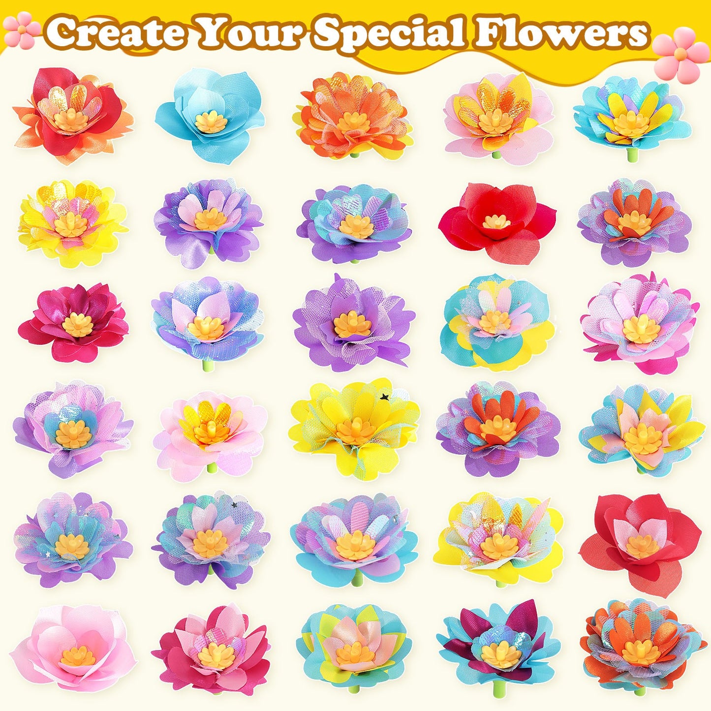 Flower Bouquet Making Kit DIY Flower Bouquets Craft Toy For 4+ Year Kid Yellow