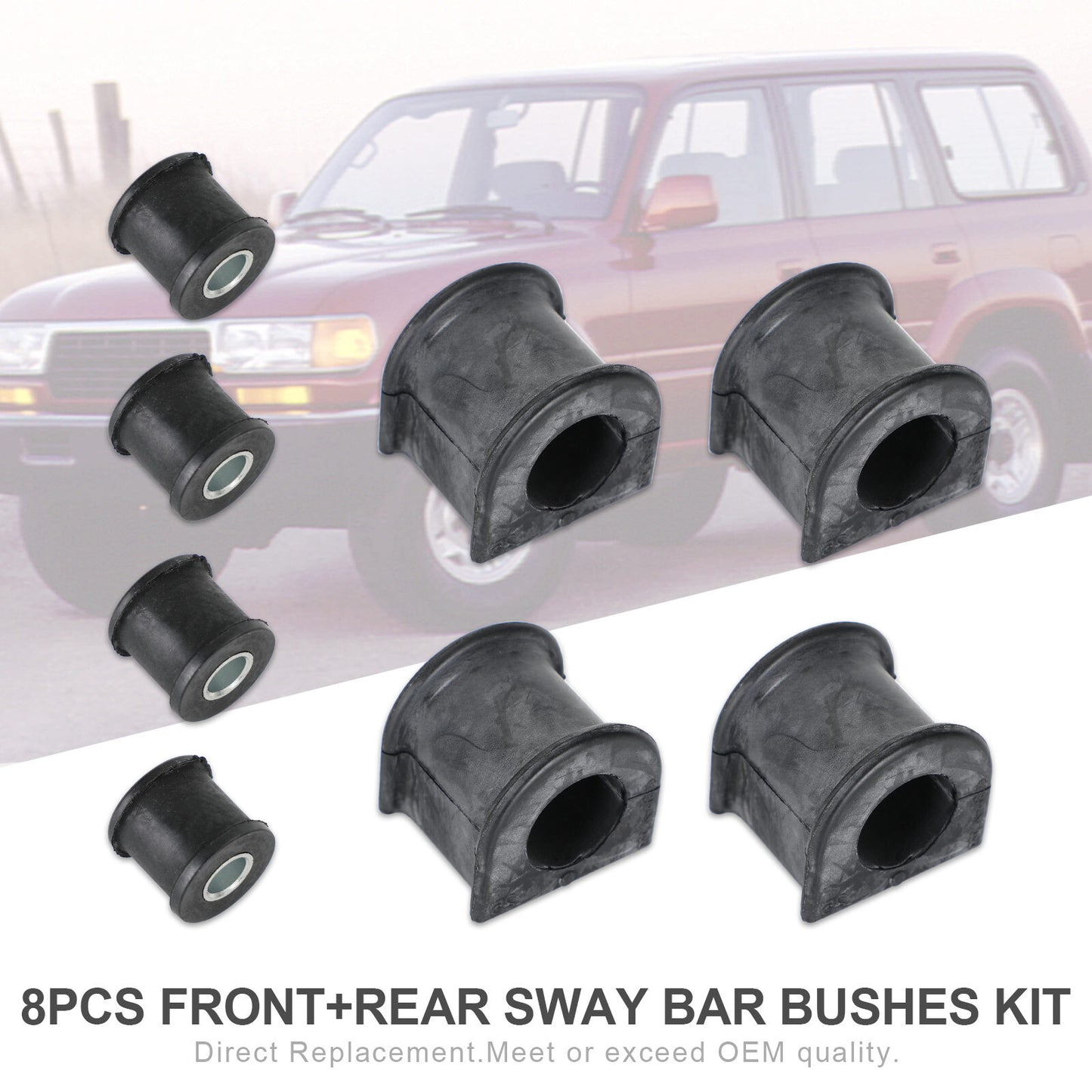 8Pcs Front+Rear Sway Bar Bushes Kit For Toyota Landcruiser 80 Series 1993-97 V1