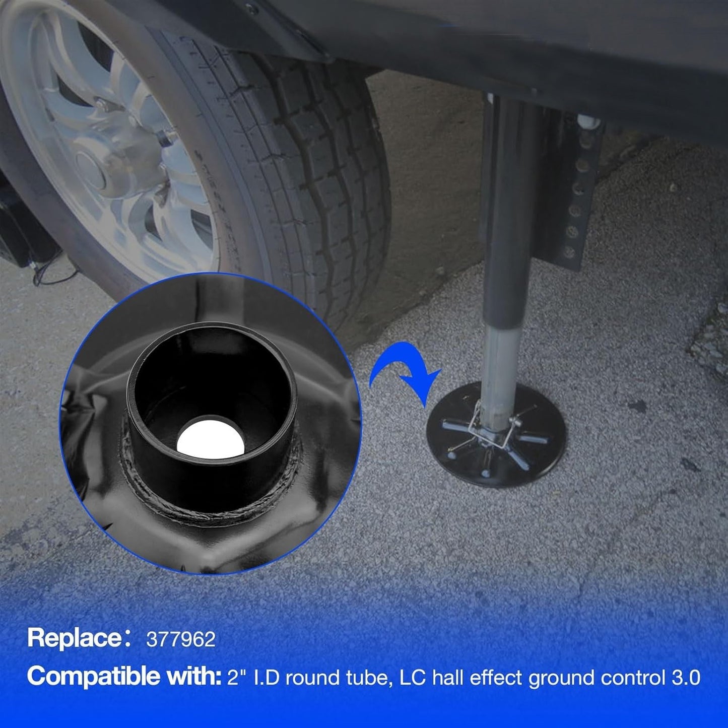 9 in Rear Jack Foot Pad For 2" I.D Round Tube LC Hall Effect Ground Control 3.0