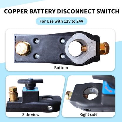 2pcs Car Battery Disconnect Isolator Cut Off Switch 12V / 24V Universal Terminal